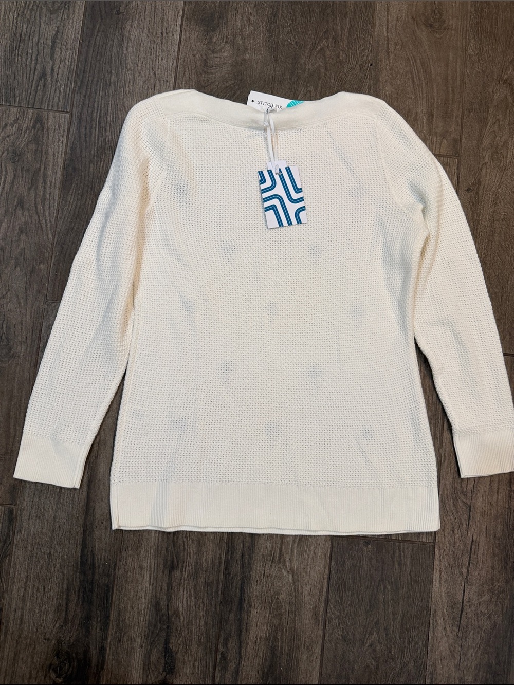 NWT Market & Spruce Cream Palm-Embroidered Knit Boatneck Sweater - Picture 5 of 6